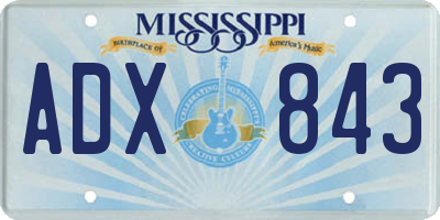 MS license plate ADX843