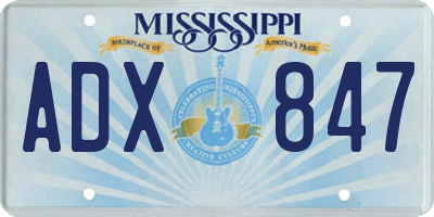MS license plate ADX847