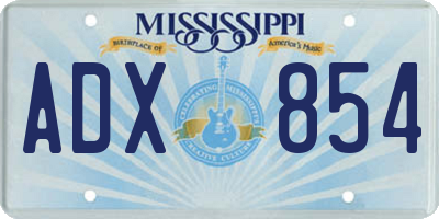MS license plate ADX854
