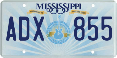 MS license plate ADX855