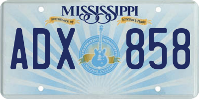 MS license plate ADX858