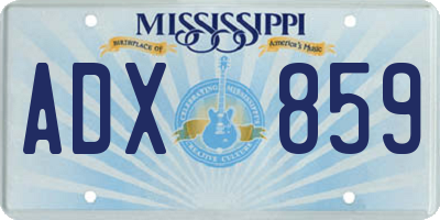 MS license plate ADX859