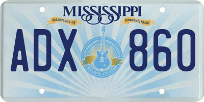 MS license plate ADX860