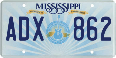 MS license plate ADX862