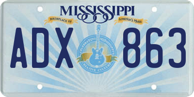MS license plate ADX863