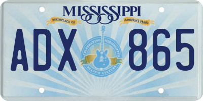 MS license plate ADX865