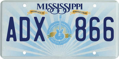 MS license plate ADX866