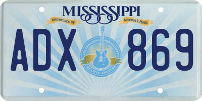 MS license plate ADX869