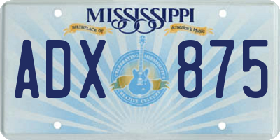 MS license plate ADX875