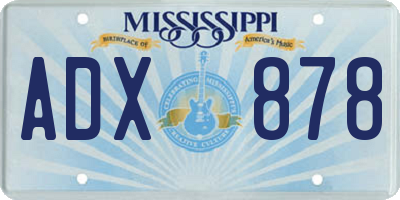 MS license plate ADX878