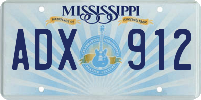 MS license plate ADX912