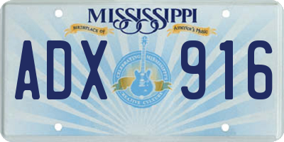 MS license plate ADX916