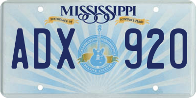 MS license plate ADX920