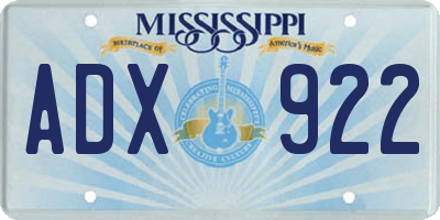MS license plate ADX922