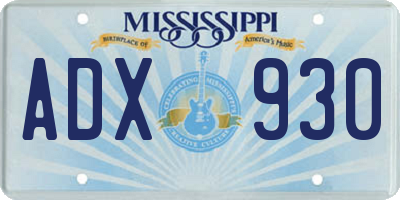 MS license plate ADX930