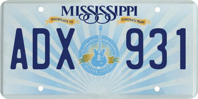 MS license plate ADX931