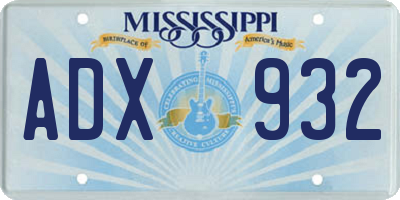 MS license plate ADX932