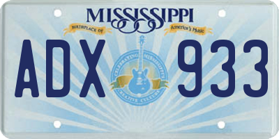 MS license plate ADX933
