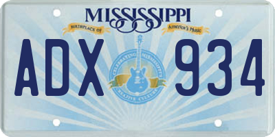MS license plate ADX934