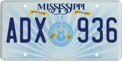 MS license plate ADX936
