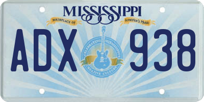 MS license plate ADX938