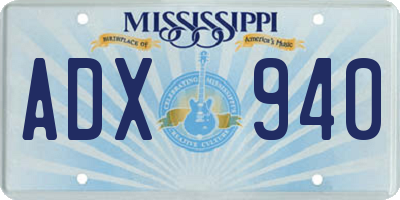 MS license plate ADX940