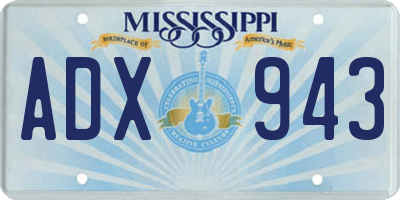 MS license plate ADX943