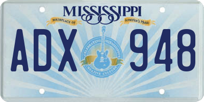 MS license plate ADX948