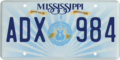 MS license plate ADX984