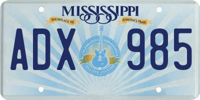 MS license plate ADX985