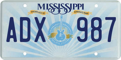 MS license plate ADX987