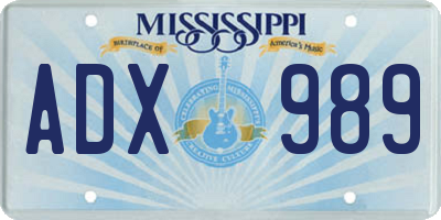 MS license plate ADX989