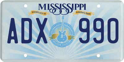MS license plate ADX990