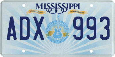 MS license plate ADX993