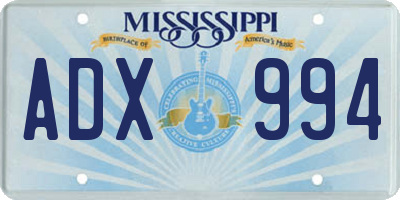 MS license plate ADX994