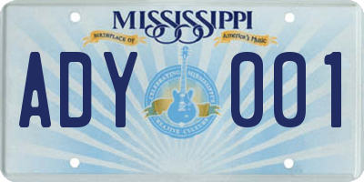 MS license plate ADY001