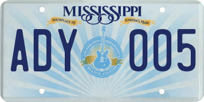 MS license plate ADY005