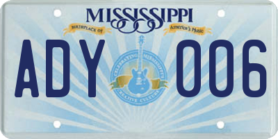 MS license plate ADY006