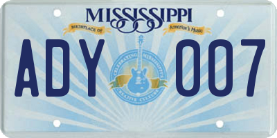 MS license plate ADY007