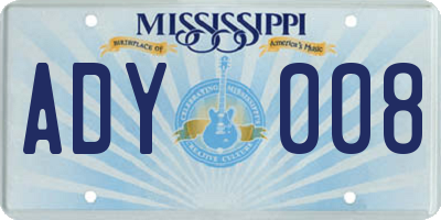 MS license plate ADY008