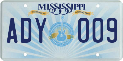 MS license plate ADY009