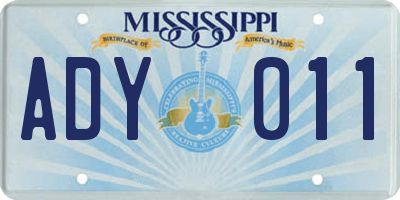 MS license plate ADY011