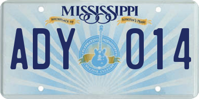 MS license plate ADY014