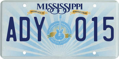 MS license plate ADY015