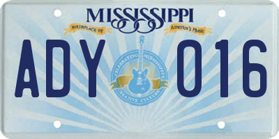 MS license plate ADY016