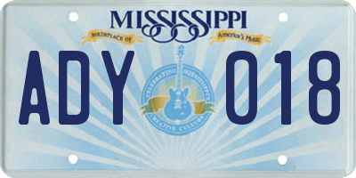 MS license plate ADY018