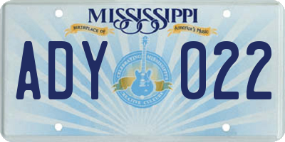 MS license plate ADY022