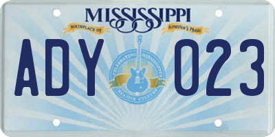 MS license plate ADY023