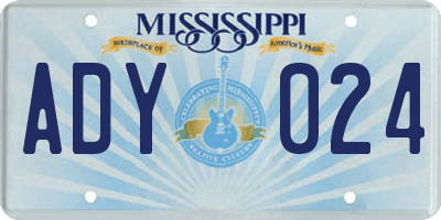 MS license plate ADY024