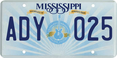 MS license plate ADY025